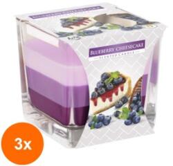 Bolsius Set 3 x Lumanare Parfumata in Pahar In Trei Culori, Cheesecake cu Afine, 32 Ore (GIL-3xLCA-SNK80-359)