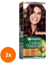 Garnier Color Naturals Set 3 x Vopsea de Par Permanenta cu Amoniac Garnier Color Naturals 4.15 Ciocolata Amaruie, 110 ml