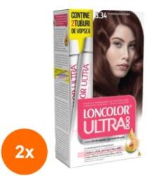 LONCOLOR Set 2 x Vopsea de Par Permanenta Loncolor Ultra Max, 5.34 Castaniu Scortisoara, 200 ml