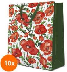 Elcadis Set 10 x Pungi Cadou Mari, Flanders Poppy, 30 x 41 x 12 cm, Perfecto (CLE-10xELC-PC-SB-FP)