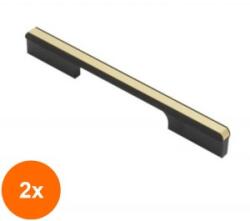 Ideal Feroluc Set 2 x Maner Model Monus, 160 mm, Finisaj Negru Mat/Auriu (EDI-2xIFR-18279)
