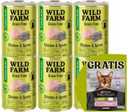  Wild Farm WILD FARM Premium Grain Free Chicken and Sprats 6X400g - χωρίς δημητριακά τροφή για γάτες + PRO PLAN Adult τροφή για γάτες 400g - τυχαία αποστολή