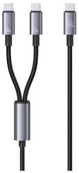 USAMS sufeng adatkábel 2in1, type-c - 2 type-c, 72w, pd gyorstöltő, 120cm, cipőfűző, led kijelző, fekete (SJ740USB101)