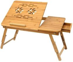  Bambusz laptop asztal, 15 hüvelykes, 4 dönthető pozíció, 49, 5x30 cm, állítható magasság