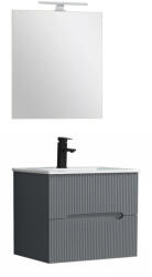 Leziter Trent mobilier de baie 60 cm chiuvetă ceramică (2 sertare) cu oglindă 60x80 cm gri antracit (TRENT60ANTSZ)