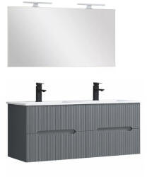 Leziter Trent Mobilier de baie 120 cm lavoar ceramic cu oglindă 60x120 cm gri antracit (TRENT120ANTSZ)