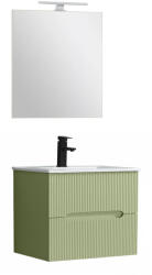 Leziter Trent mobilier de baie 60 cm ceramică chiuvetă (2 sertare) cu oglindă 60x80 cm verde deschis (TRENT60VZ)
