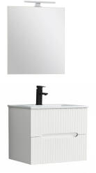 Leziter Trent mobilier de baie 60 cm ceramică chiuvetă (2 sertare) cu oglindă 60x80 cm alb (TRENT60FE)