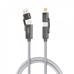 XO Cablu 4 in 1 USB-A + Type C la Type C + Lightning 60W 1m Negru, XO NB275 (XO-NB275)