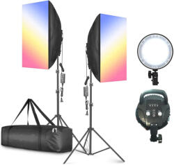 KASLAN RGB állítható fényerejű LED Softbox Szett - 3200-5600K (FX-YPD1-RGB)