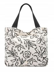 OCHNIK kézitáska, pamut, fehér, virágmintás, 3 rekeszes, 48cm széles (TOREN-0289A-98)