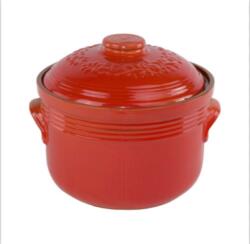 BestCook Római tál 7 literes mázas agyag kerek Piros dekor 6960234296 (6960234296)