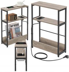 SONGMICS éjjeliszekrény, 3 polc, 45×58×18cm, szürke, USB, tápkábel (LET335K05)