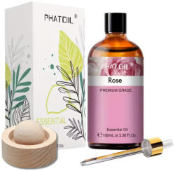 Phatoil Prémium Esszenciális Illóolaj Ajándék fa illatosítóval 100ml - Rózsa (100mlRose)