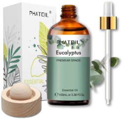 Phatoil Prémium Esszenciális Illóolaj Ajándék fa illatosítóval 100ml - Eukaliptusz (100mlEucalyptus)