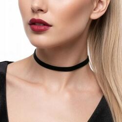  Fekete choker, bársony, ezüst/arany acél csat, Size Standard/Plus, 10mm