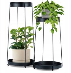 ProGarden Virágágyás, fém, fekete, 2 szintes, Orion, 46/58cm, 2db (8720573594479)