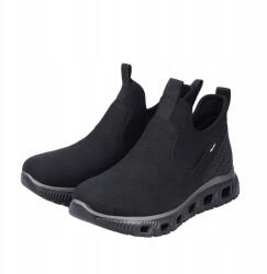 RIEKER női bakancs, Size 39, fekete, lapos talpú, bebújós (M6053-00)