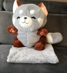 Cotton world Takaró kabalafigura, 2 az 1-ben párna, mosómedve, szürke (PJA-202(szop szary))