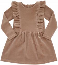 Revaj Karácsonyi Velúr Lány Ruha, fodros, Size 110, bézs (ŚWIĄTECZNA sukienka dla dziewczynki)