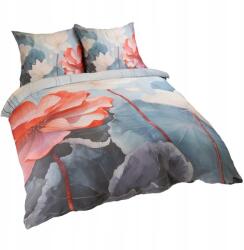 Darymex Szatén ágyneműhuzat, 180×200cm, virágmintás, kék piros, 100% pamut (POSATBAW/180X200/12406)