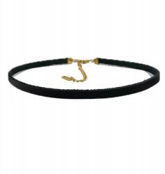  Fekete bőr choker, arany fém elemekkel, Size Standard/Plus, 0.5mm