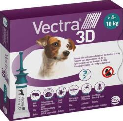 Vectra 3D spot-on repelent pentru câini împotriva căpușelor, puricilor, țânțarilor și muștelor (pentru câini de 4-10 kg; 3 x pipetă de 1, 6 ml; Verde)