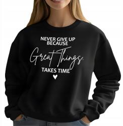  Női pulóver, Size S, Fekete, motiváló idézetekkel