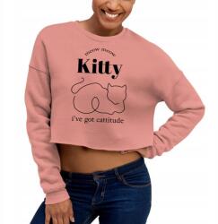  Női Póló, rózsaszín, cropped, XS, I've Got Cattitude, mix minták (Koszulka Cropped Top XS Zwierzaki Damska)