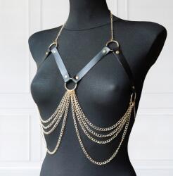  Mellkas heveder bőr vállpánt, XS-XL méret, gothic punk (PM22B)