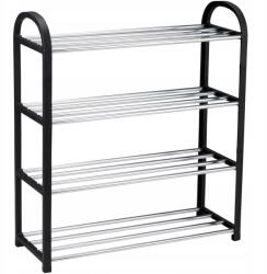 Alpina cipősszekrény, 50x57x18cm, fekete, ezüst, 4 szint (556505)