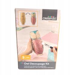Crelando Kreatív szett, 9 részes, 20cm Bagoly Decoupage