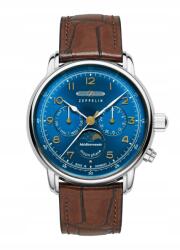 Zeppelin Mediterranee karóra, 42mm, kék számlap, bőr szíj, holdfázis (96363)