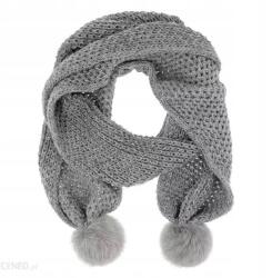 OCHNIK Női Sál, Size 25×200cm, kötött, róka szőrme pomponokkal, szürke (SZADT-0016-91)