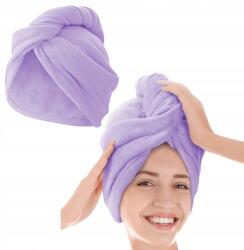 Spod Igły i Nitki Turbán Hajszárító Törölköző, mikroszálas, levendula színű, 63×24cm (TURBAN DO WŁOSÓW RĘCZNIK SZYBKOSCHNĄCY)