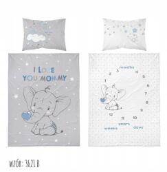 Detexpol Ágyneműhuzat, 90×120cm, elefánt mintás, 100% pamut, kék-szürke (2331364)