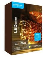 Modee LED karácsonyi füzér 100LED/5m réz 3xAA-elem(nélkül) 20db/m fehér-fényű 4, 5V DC 2500K IP20 Modee - ML-C1011 (ML-C1011)