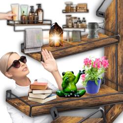  Szett 2x Fali Polc, rendszerező, akasztós rúd, Vasagle Loft (Vintage)