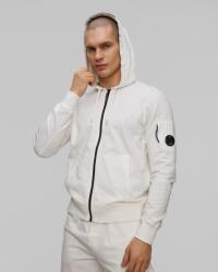 C.P. Company Hanorac Pentru Bărbați C. p. Company Light Fleece Full Zip Hooded Sweatshirt Alb