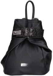 CHIARA I 5016 fekete ezüst virág rostbőr női hátizsák
