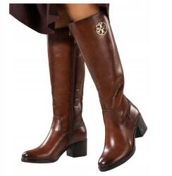 Casu Barna Bakancs, térdig érő, ökológiai bőr, 6cm sarok, 38-as (7098020000387)