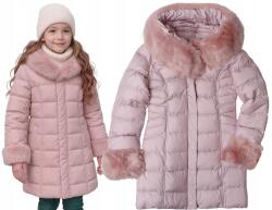  Téli kabát, szőrmés, világos rózsaszín, Size 140, meleg (G751A)