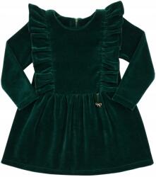 Revaj Karácsonyi ruha, kislányoknak, Velúr, fodros, Size 122, palackzöld, pamut