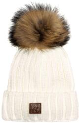 OCHNIK Női Sapka, ekrü, akril, természetes szőrmés pompon (CZADT-0066-12)