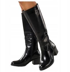 Casu Fekete Női Bakancs, térdig érő, magassarkú, Size 39, ökológiai bőr (7098010000397)