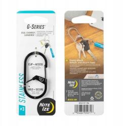 Nite Ize G-Series Dual Chamber Karabiner, rozsdamentes acél, dupla rekesz, fekete (094664050716)