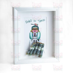 Partikellékek Pénzátadó nászajándék képkeret - Robogós