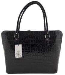 VERSO Kézitáska, fekete, valódi bőr, croco, 43×34×11cm, nagy (3473-A0QPC)