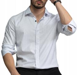  Elegáns Férfi Ing, fehér, mintás, Size L, 95% pamut, 5% lycra
