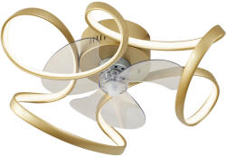 QAZQA Mennyezeti ventilátor sárgaréz 55cm LED-del, fényerőszabályzóval és távirányítóval - Mandy (108823)